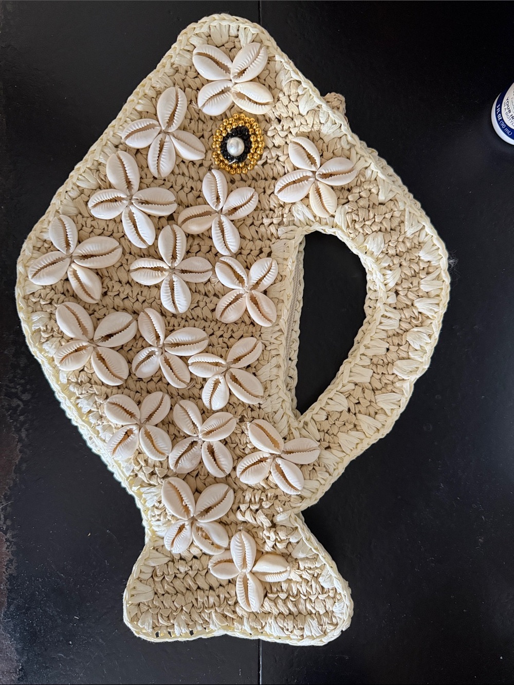 Handmade Cream Crochet Shell Accent Clutch - Boho Beach Wristlet